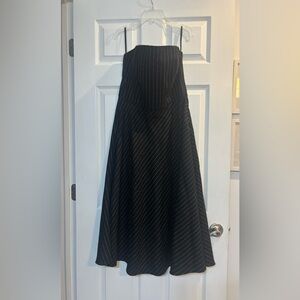 Banana Republic Black Pinstripes Wool Strapless Dress Preworn VG condition 12